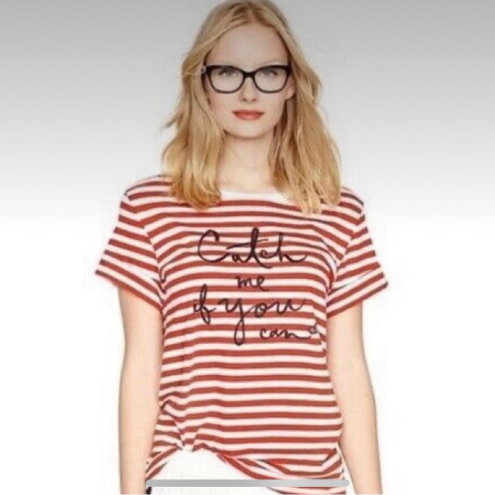 Kate Spade Catch Me If You Can T-Shirt- Blue and White Striped NWT